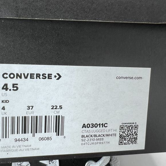 Converse Chuck Taylor All Star Lugged Heel Platform Shoes A03011C Girl's 4.5 - Picture 9 of 9